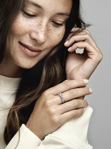 Pandora Timeless Pavé Crossover Dual Band Ring