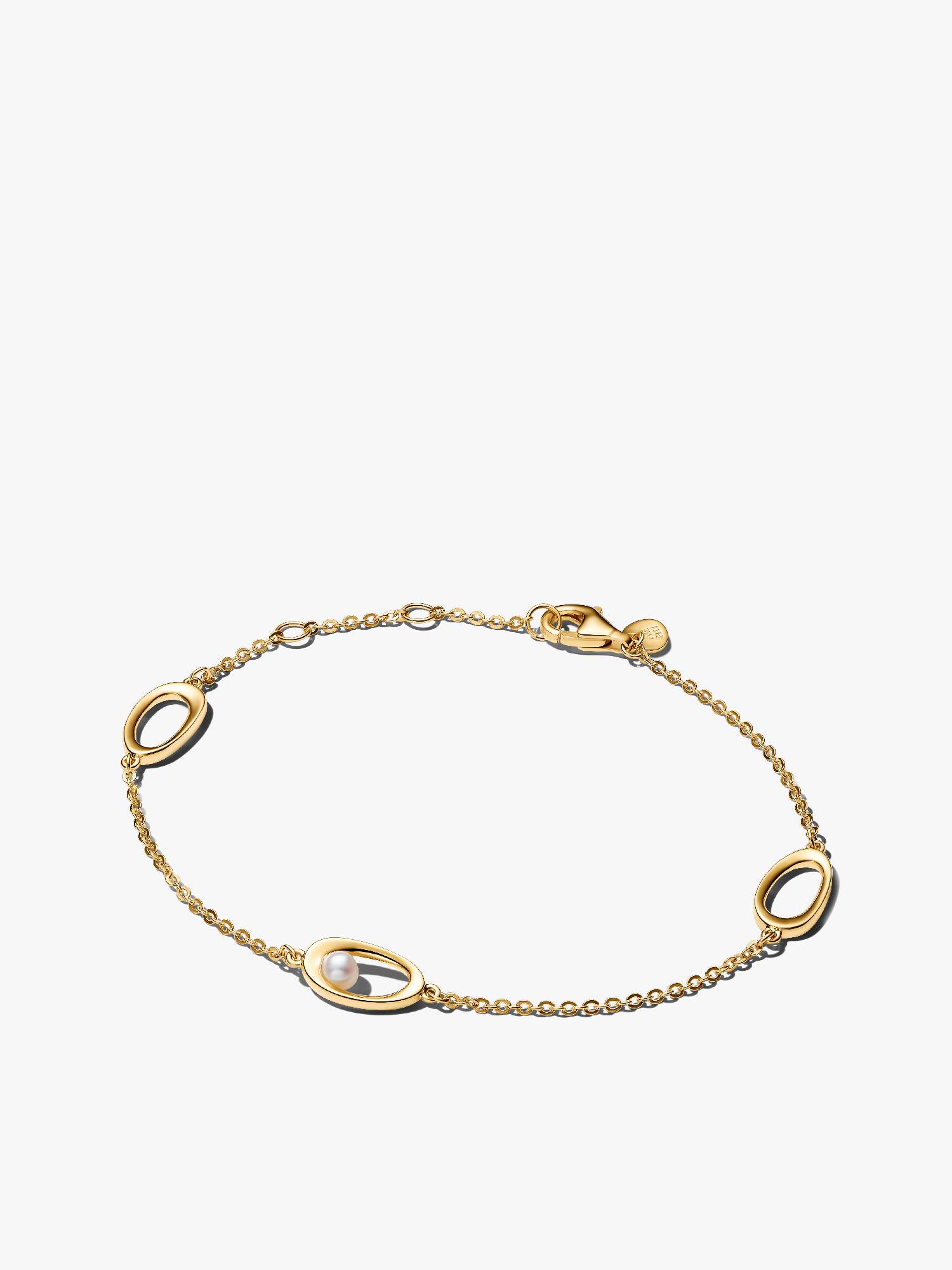 Organically Shaped Oval & Treated Freshwater Cultured Pearl Bracelet 