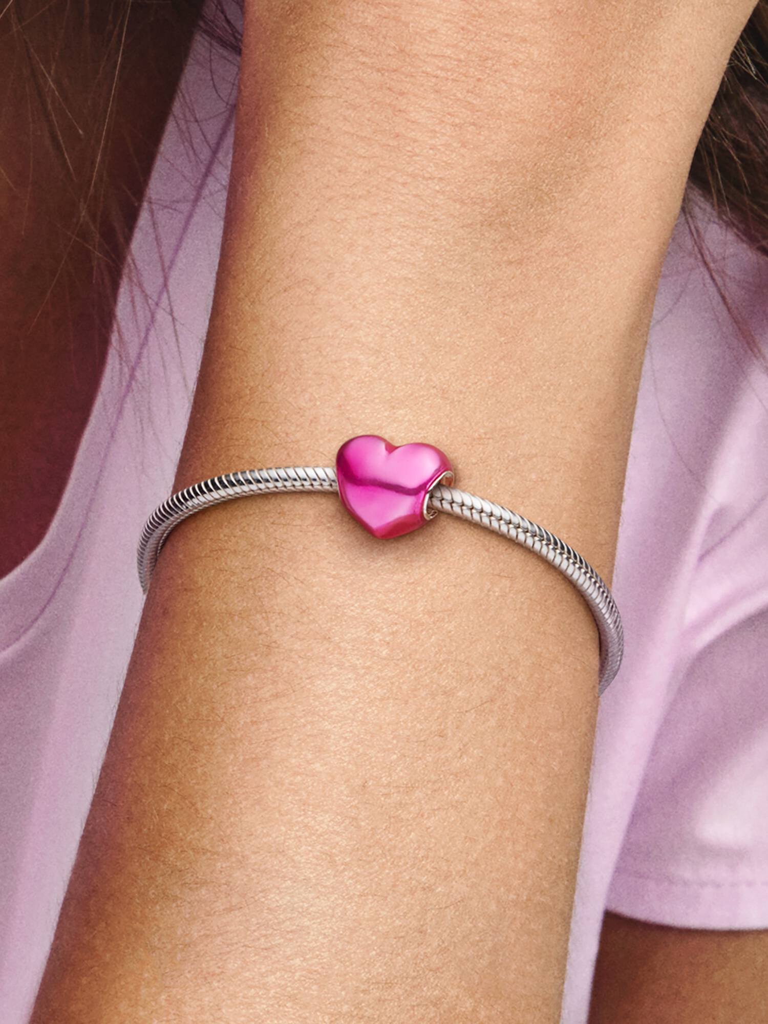 Metallic Pink Heart Charm
