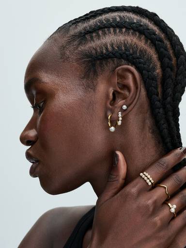 Treated Freshwater Cultured Pearls Open Hoop Earrings