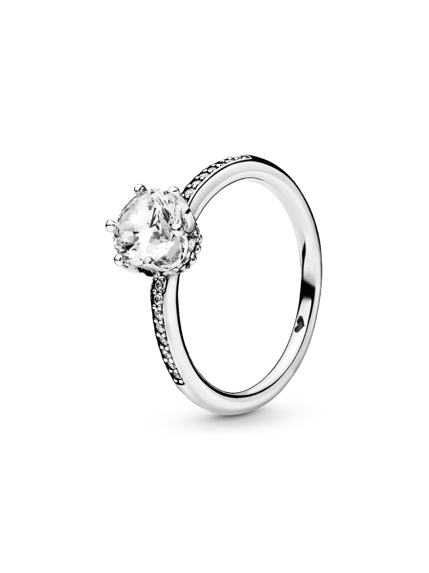 Clear Sparkling Crown Solitaire Ring