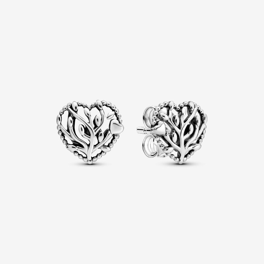 Family Tree Heart Stud Earrings image number 0