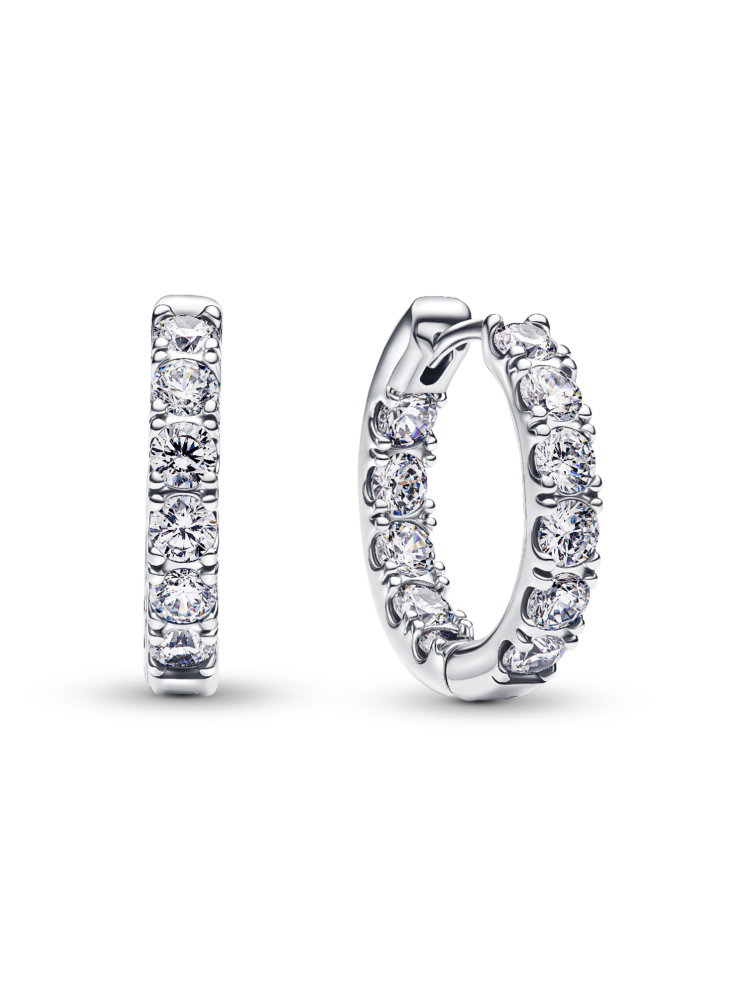 Sparkling Row Eternity Hoop Earrings