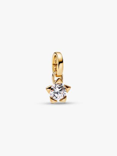 Star 14k gold pendant with 0.25 ct TW G-J VS+ round brilliant excellent cut lab-grown diamond