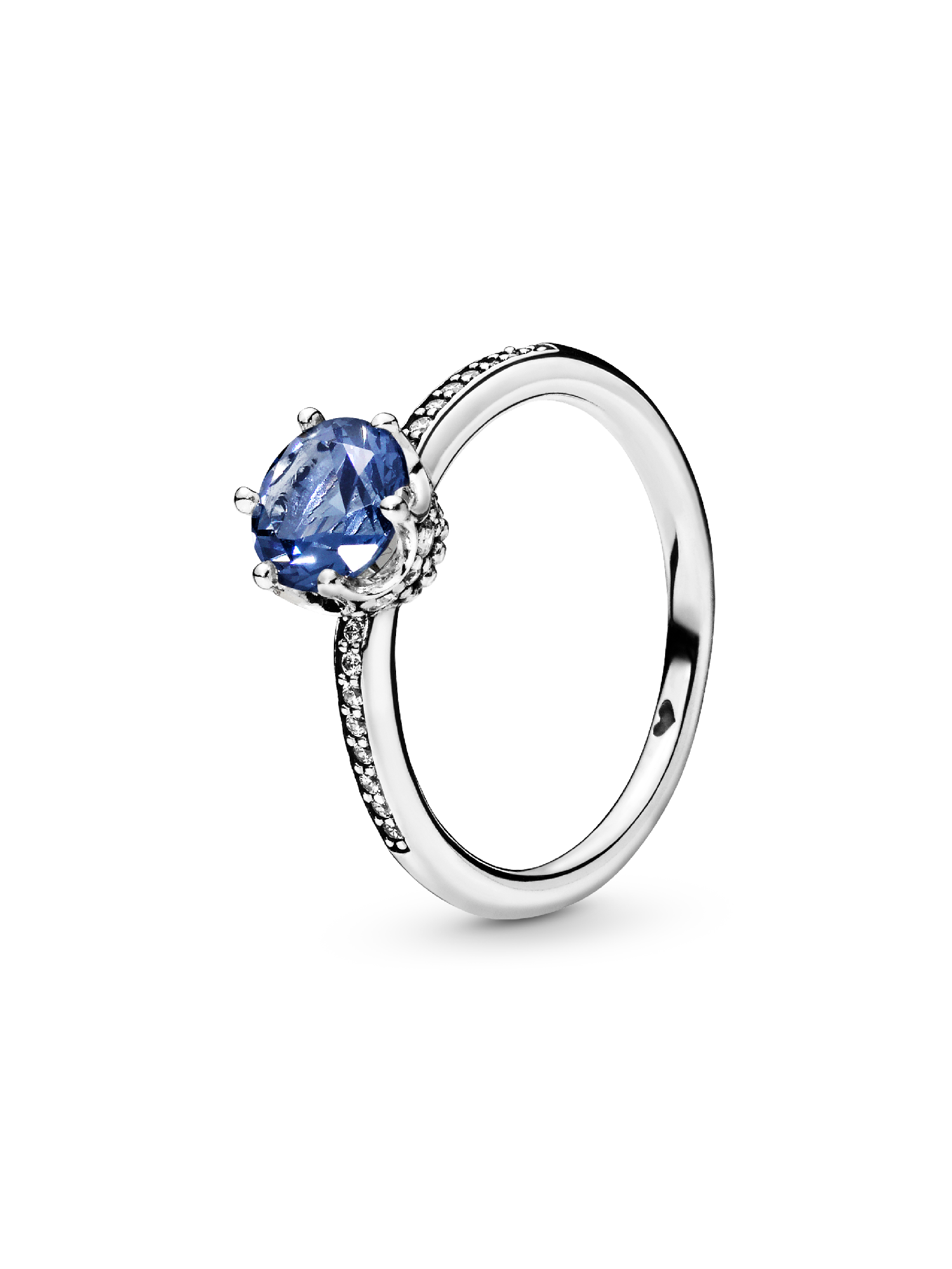 Blue Sparkling Crown Solitaire Ring