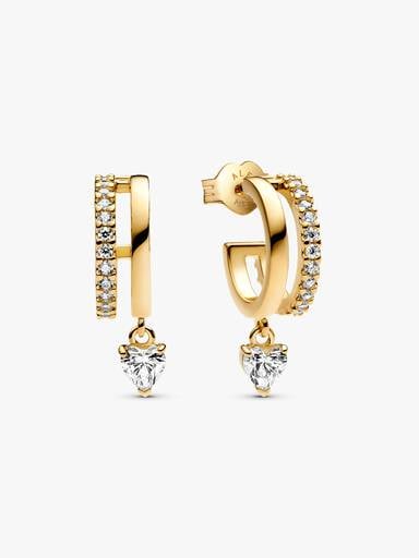 Dangling Heart Hoop Earrings