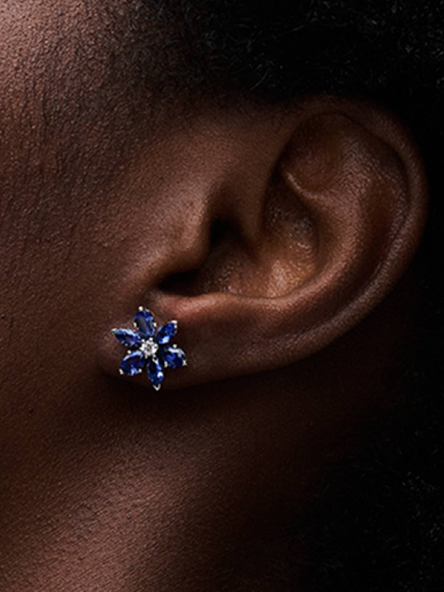 Sparkling Blue Herbarium Cluster Stud Earrings