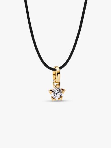 Star 14k gold pendant with 0.25 ct TW G-J VS+ round brilliant excellent cut lab-grown diamond