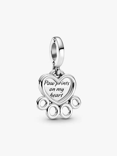 Hearts & Paw Print Dangle Charm