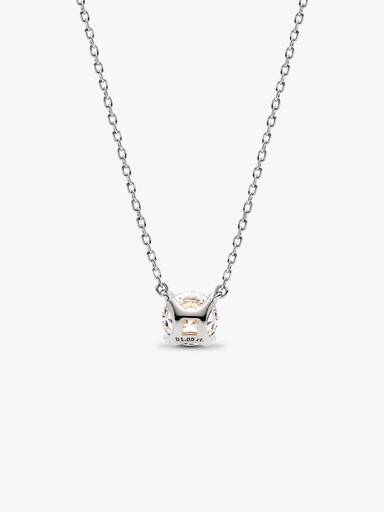 14k White gold pendant necklace with 1.00 ct TW G-J VS+ round brilliant excellent cut lab-grown diamond