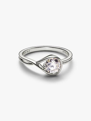 14k white gold ring with 0.75 ct TW G-J VS+ round brilliant excellent cut lab-grown diamond