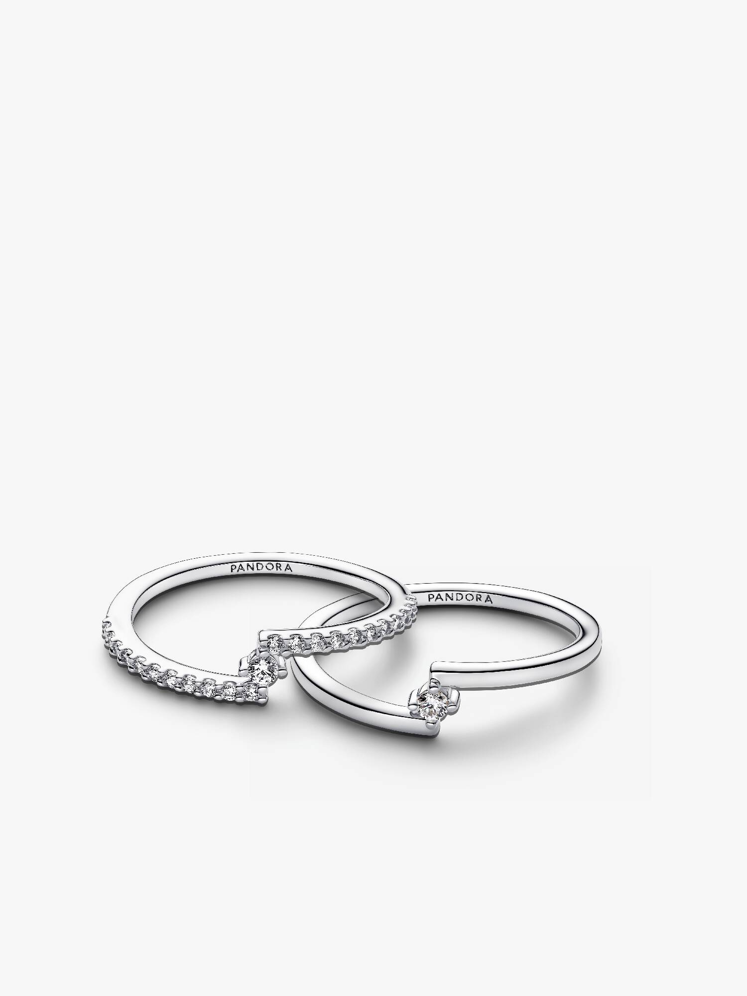 Silver Split Pavé Stackable Ring Set