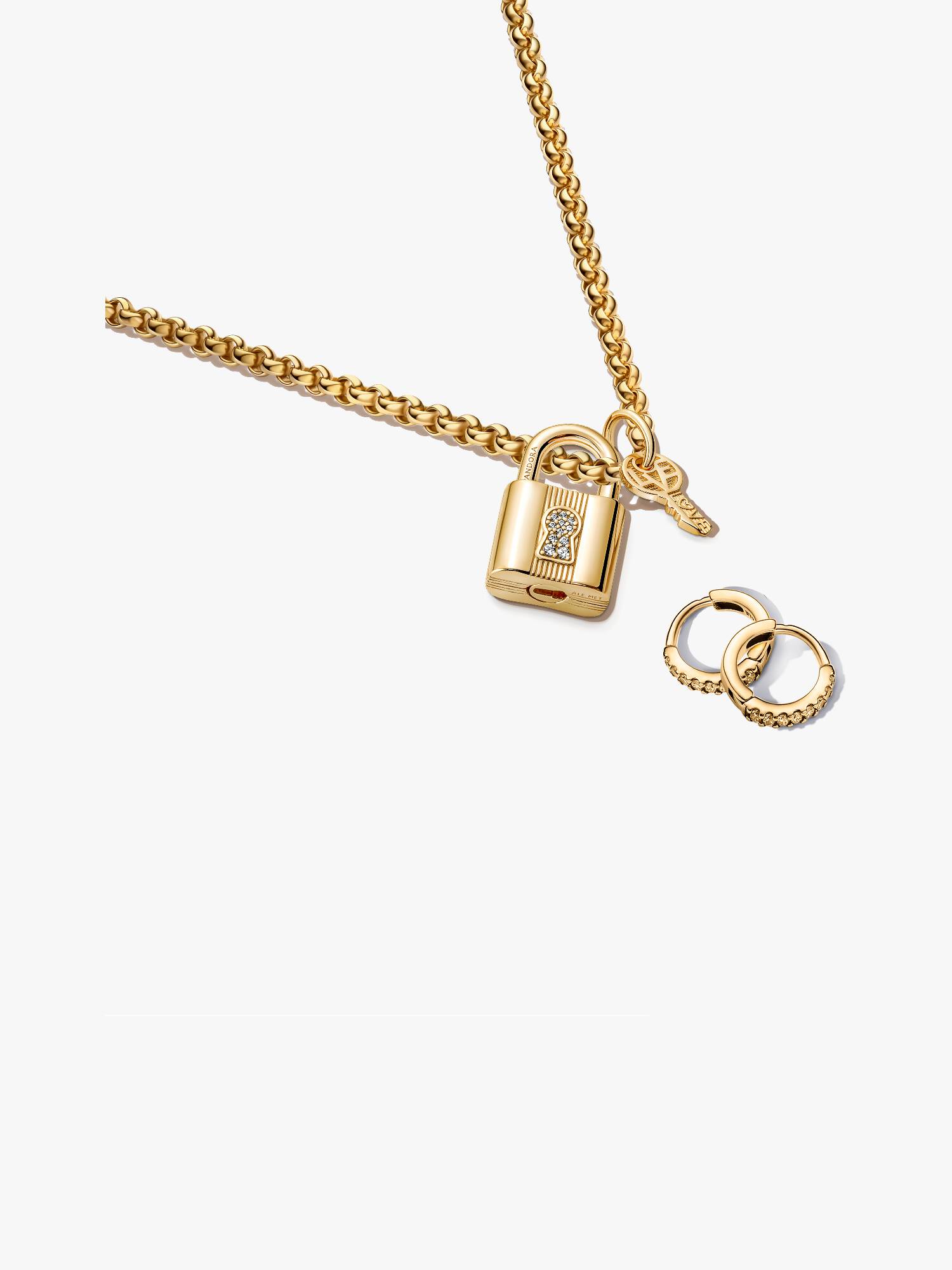 Padlock and Sparkling Huggie Hoop Earrings Gift Set