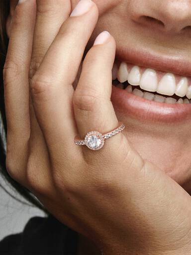 Classic Sparkle Halo Ring