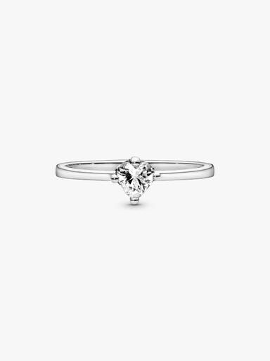 Clear Heart Solitaire Ring