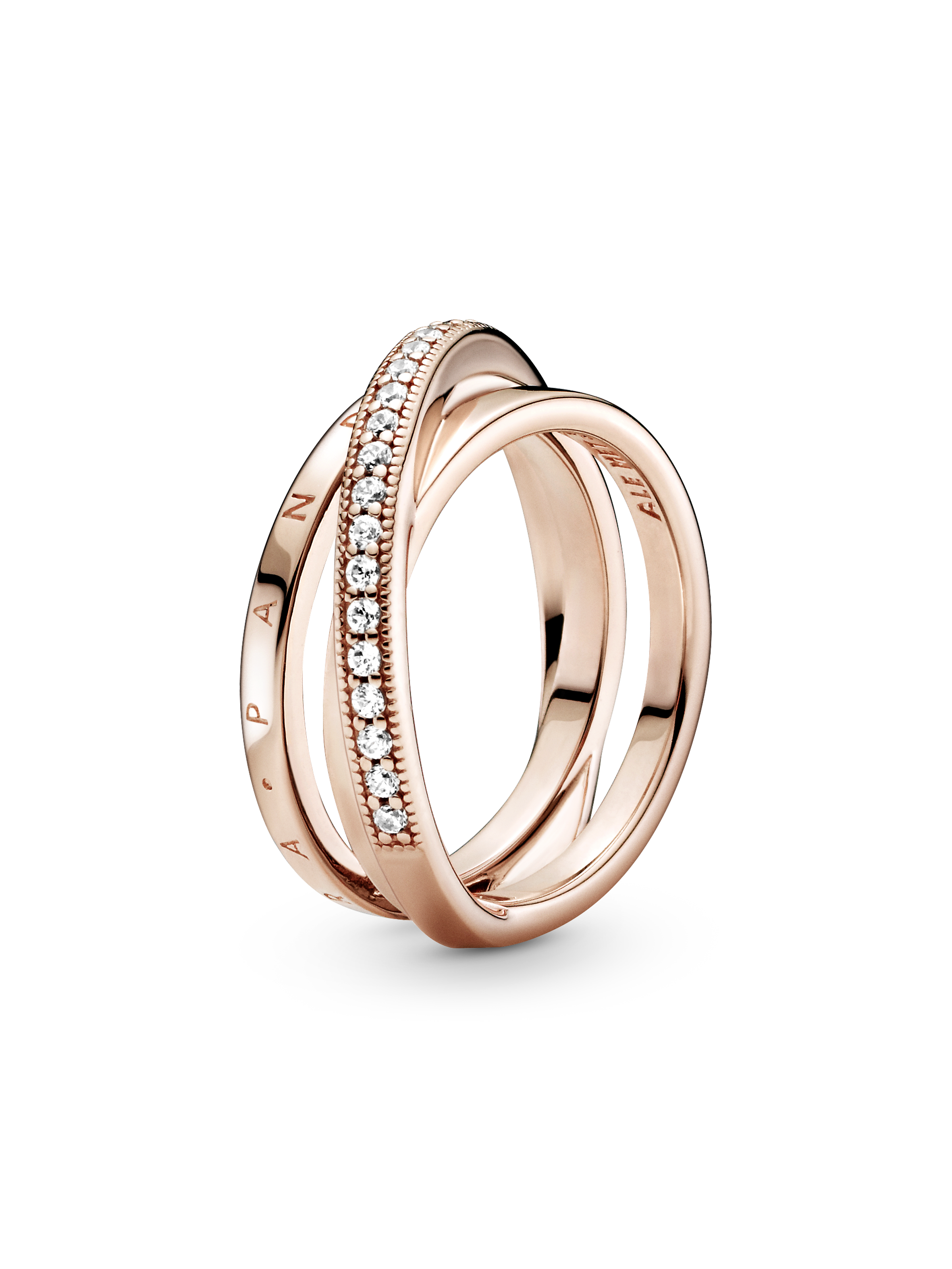Crossover Pavé Triple Band Ring