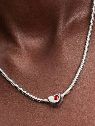 Engravable January Birthstone Heart Charm