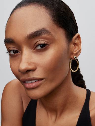 Organically Shaped Stone-Set Hinged Hoop Earrings