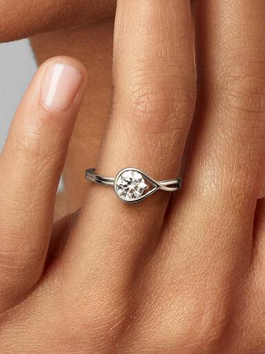14k white gold ring with 0.75 ct TW G-J VS+ round brilliant excellent cut lab-grown diamond