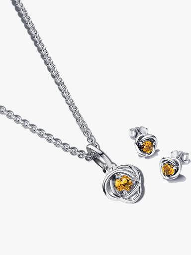 November Braided Birthstone Dangle Necklace & Earrings Set