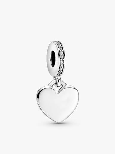 Engravable Heart Tag Dangle Charm & Bracelet Gift Set