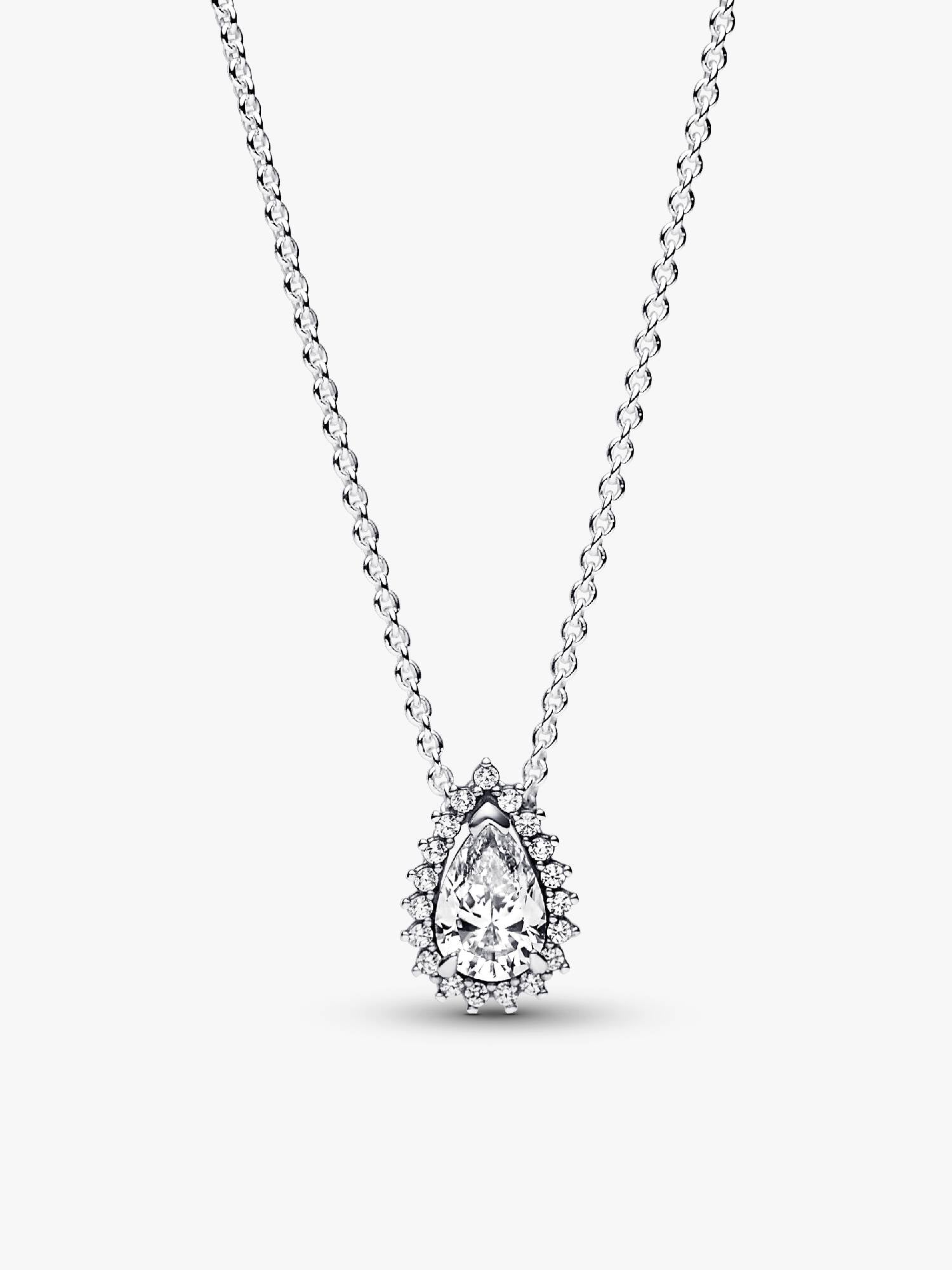 Sparkling Pear Halo Collier Necklace