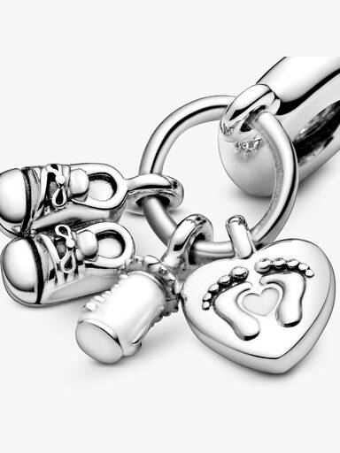 Baby Bottle & Shoes Dangle Charm