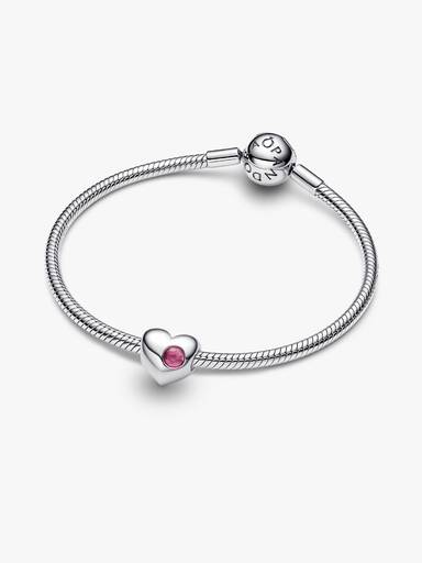 Engravable October Birthstone Heart Charm