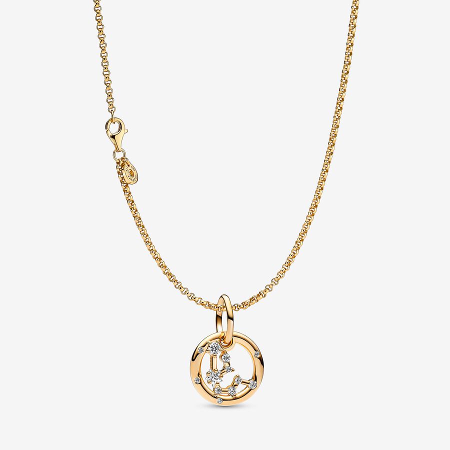 14K Gold Plated Aquarius Zodiac Necklace image number 0