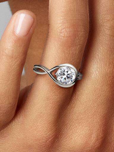 14k White gold ring with 1.75 ct TW G-J VS+ round brilliant excellent cut lab-grown diamond
