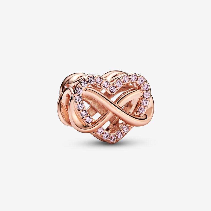 Sparkling Infinity Pink Heart Charm image number 0
