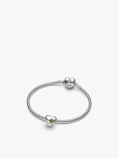 Engravable August Heart Bracelet and Charm Gift Set