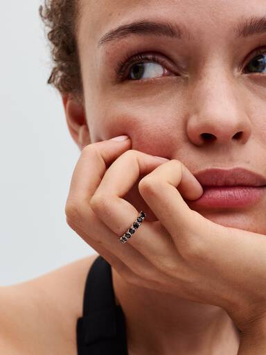 Black Sparkling Row Eternity Ring